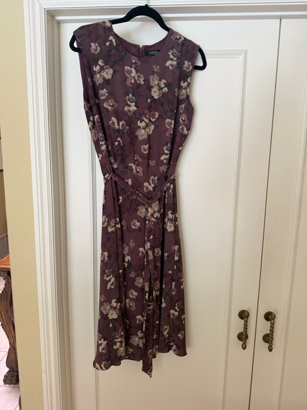 Ralph Lauren Mauve Floral Sleeveless Midi Dress